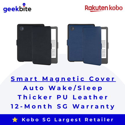 Smart Magnetic Cover for Kobo Clara BW / Clara Colour / Clara 2E in Black and Blue, 12-month SG warranty