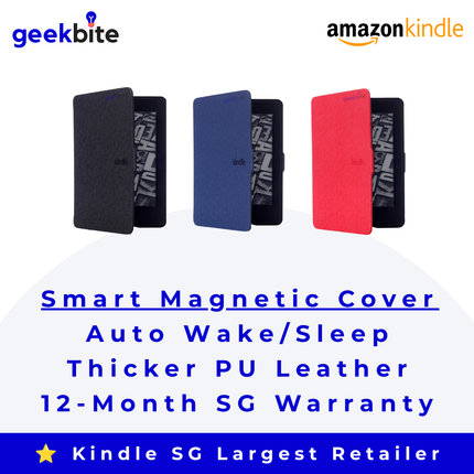 Smart Magnetic Cover for Kindle Paperwhite in Black, Blue and Red, 12-month SG warranty