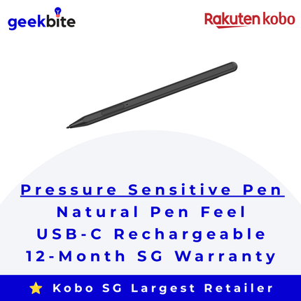 GeekBite Stylus for Kobo Libra Colour, pressure sensitive, USB-C rechargeable