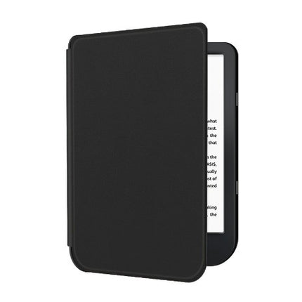 Black smart cover closed over an e-reader, front view