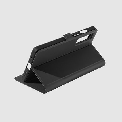 Dark Onyx Boox Palma 2 flip cover standing as a kickstand, seen from the back
